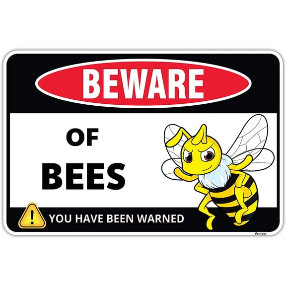 Bee Sign - 8 x 12 Inches - Aluminum - Bee Themed Gifts for Bee Keepers Lovers - Bumble Bee Hive Wall Decor Decorations Metal Art Poster/Without a frame