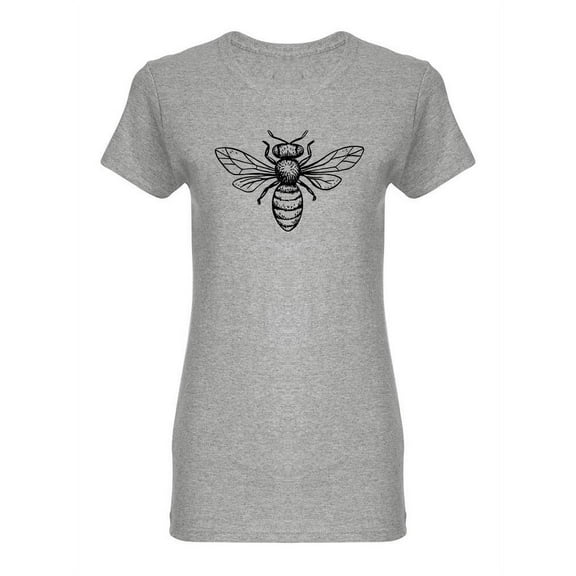 Bee Sketch In Black T-Shirt Women -Image by Shutterstock, Female x-Large