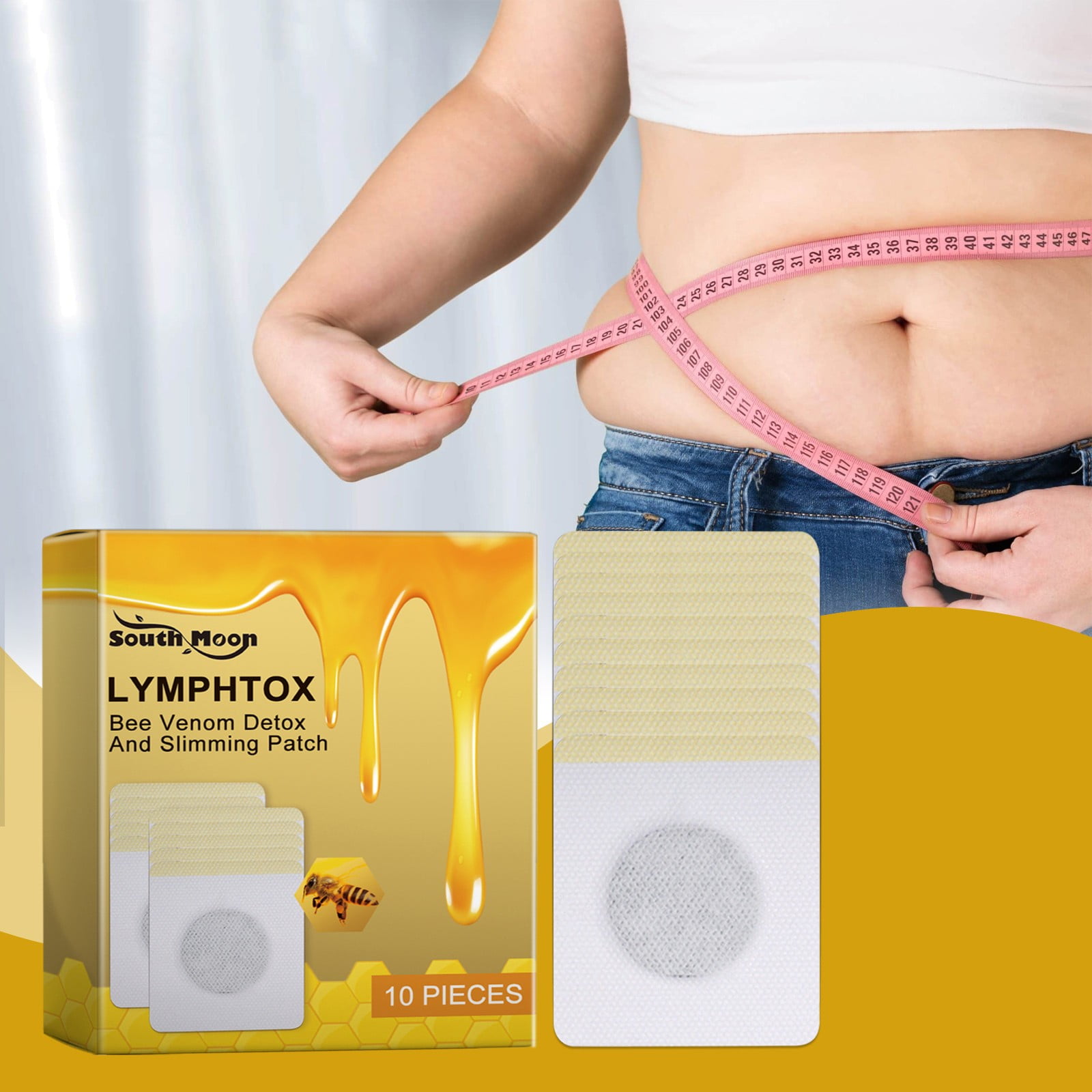 Bee Slimming Patch,Bee Lymphatic Drainage Patch,Slimming Bee Patch for Women & Men（5 packs*10pcs