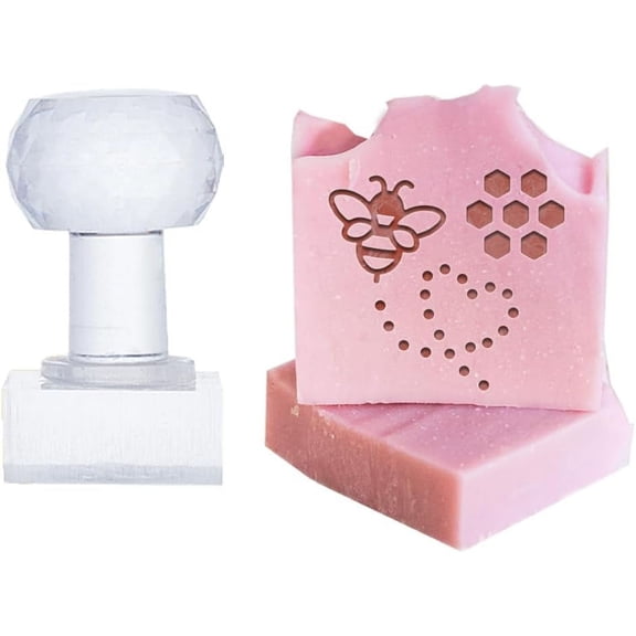 Bee Soap Stamp Beehive Soap Embossing Stamp Acrylic Chapter Imprint Stamp for Handmade Soap Cookie Clay Pottery Stamp Biscuits Gummier Making Projects