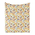 thumbnail image 1 of Bee Soft Flannel Fleece Blanket, Cartoon Bee Apiary and Honey Elements Background Pattern on a White Flat Style Design, Cozy Plush for Indoor and Outdoor Use, 50" x 60", Multicolor, by Ambesonne, 1 of 5