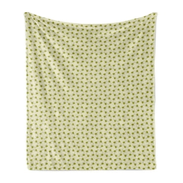 Bee Soft Flannel Fleece Throw Blanket, Continuous Flying Insects Spring Nature Print on Pastel Background, Cozy Plush for Indoor and Outdoor Use, 50" x 60", Eggshell Yellow, by Ambesonne