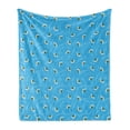 thumbnail image 1 of Bee Soft Flannel Fleece Throw Blanket, Funny Flying and Buzzing Bees on Sky Background Sketch Minimal Insect Theme, Cozy Plush for Indoor and Outdoor Use, 50" x 70", Blue Yellow White, by Ambesonne, 1 of 5