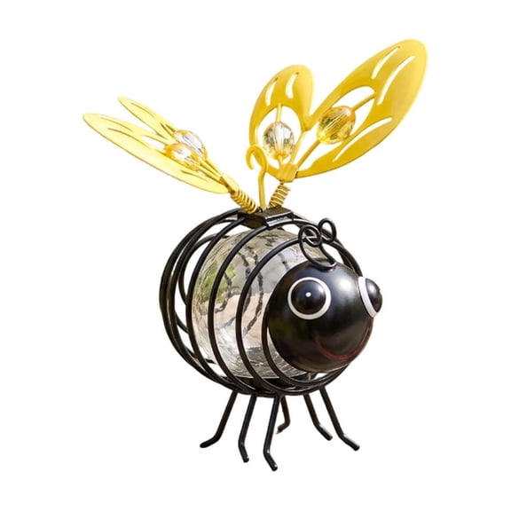 Bee Solar Lights Outdoor Garden, Hanging Metal Bees Lanterns Painted Iron Art Crafts, Waterproof Solar-Powered Hanging Bee Light for Yard Balcony Porch Garden Decoration, Cute Outdoor Statues
