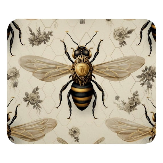 Bee Square Desk Mat Mouse Mat Mouse Pad, 8.3x9.8 Inch, Non-Slip Rubber Bottom, Printed, Suitable for Office and Gaming