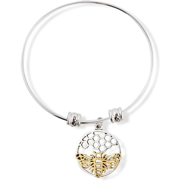 Bee Stainless Steel Adjustable Wire Charm Bangle