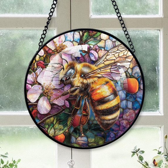 Bee Staned Glass Suncatcher Ornament, Bee Christmas Ornament, Bee Stained Glass Decor, Christmas Ornaments for Families, Christmas Couples Gifts MqJGbw