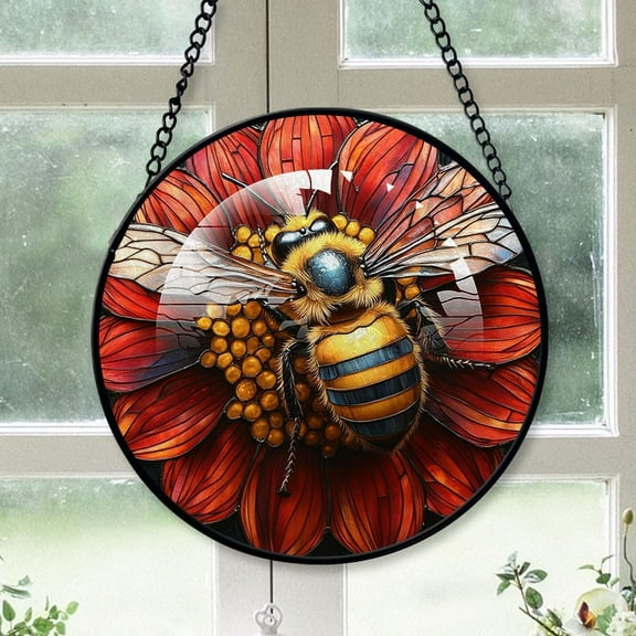 Bee Staned Glass Suncatcher Ornament, Bee Christmas Ornament, Bee Stained Glass Decor, Christmas Ornaments, Xmas Decor, Christmas for Women BfEWIO
