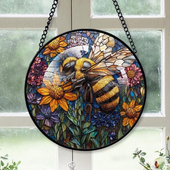 Bee Staned Glass Suncatcher Ornament, Bee Christmas Ornament, Bee Stained Glass Decor, Ornaments Unique, Christmas Birthday Gifts for Her Qn078G
