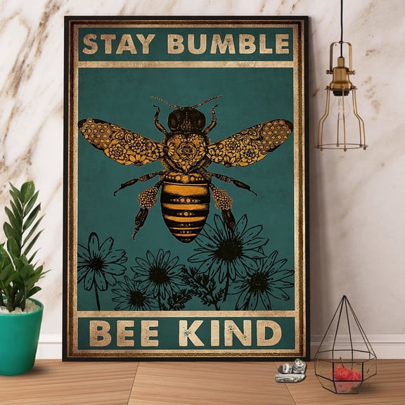 Bee Stay Bumble Bee Kind Paper Poster No Frame Matte Wall Art Decor 11 x 17 Inch Poster