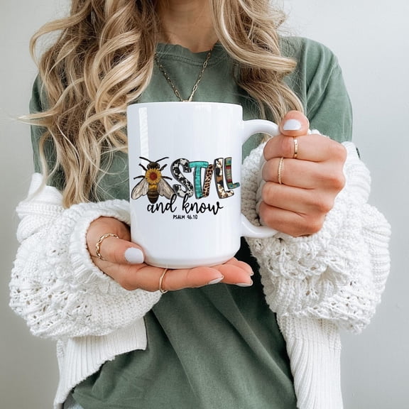 Bee Still and Know Coffee Mug: Inspirational Nature Lover Gift