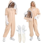 Bee Suit for Men Women Sting Proof, Polycotton Beekeeping Suit Beekeeper Costume&with Glove &Ventilated Hood, Bee Outfit for Backyard and Bee Keeper Suite