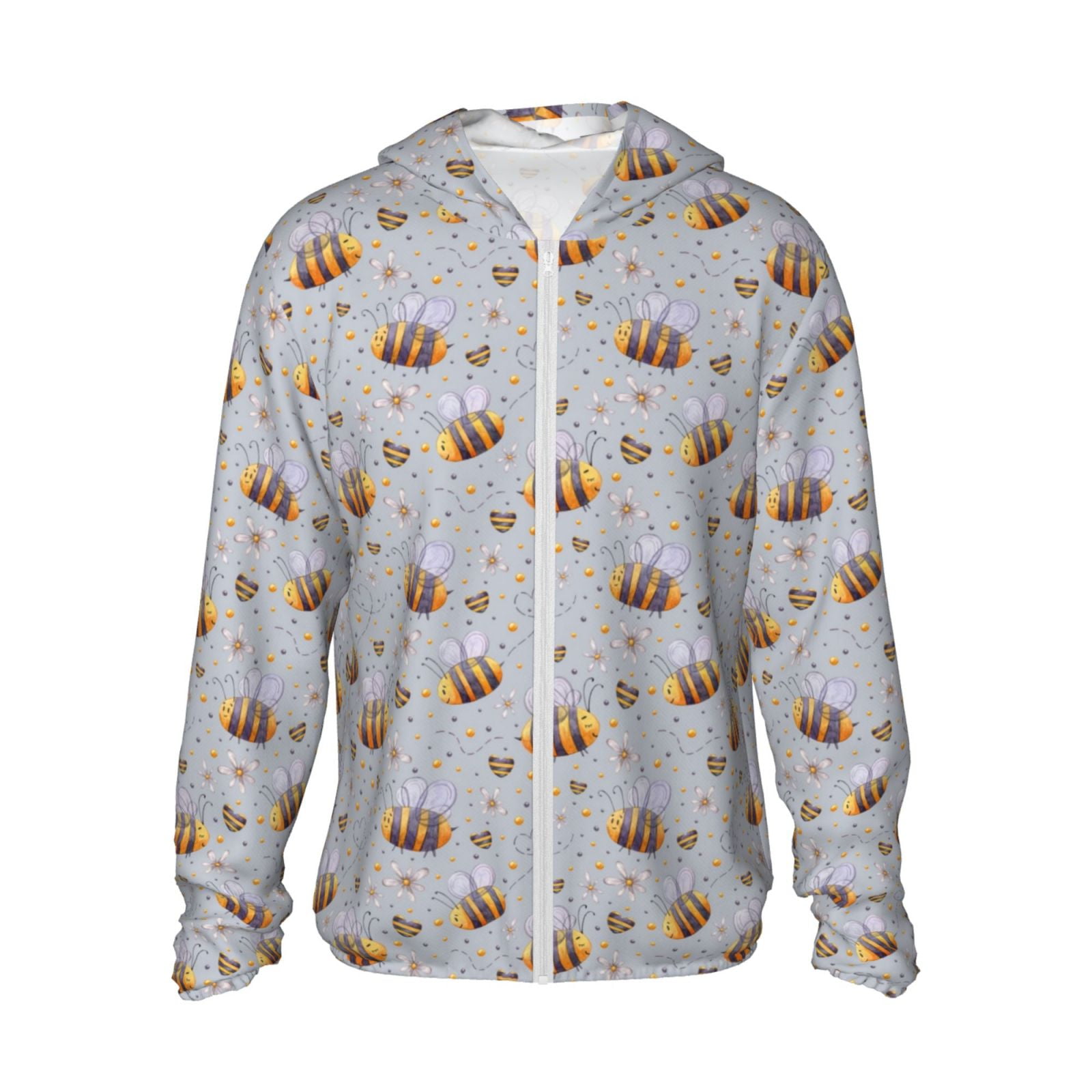 Bee Sun Protection Zip Up Hoodie Lightweight Jacket, Long Sleeve Sun
