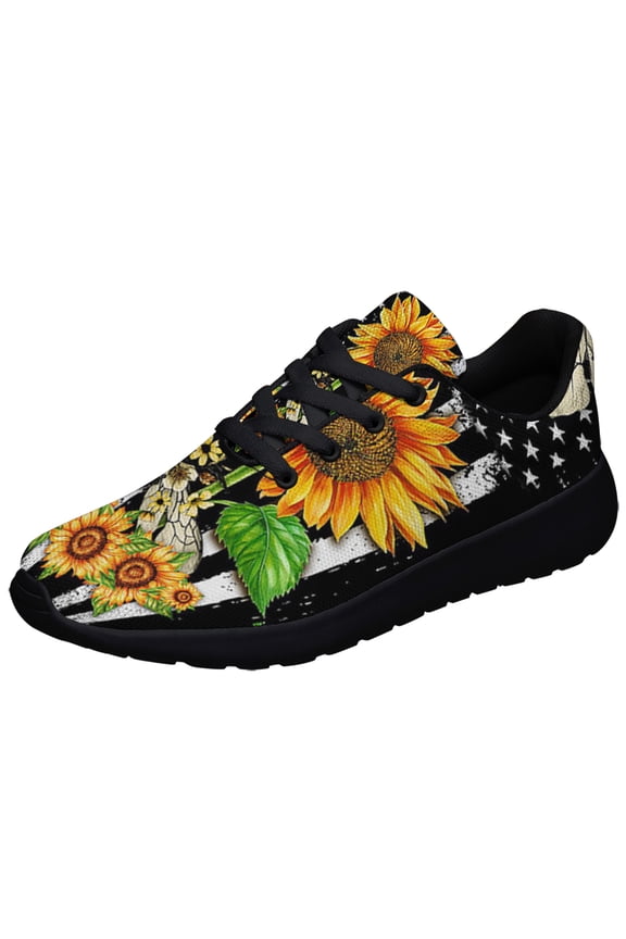Bee Sunflower American Shoes Sneakers for Women Men Black Size 11.5