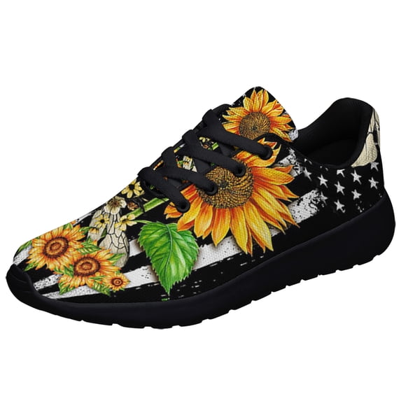 Bee Sunflower American Shoes Sneakers for Women Men Black Size 9.5