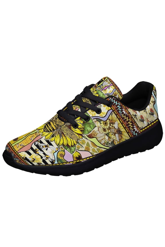 Bee Sunflower Let It Bee Shoes Sneakers for Women Men Black Size 4