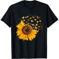 thumbnail image 1 of Bee Sunflower Lover Bumblebee Honey Bees Design T-ShirtMen and women, Black T-shirt, size: Extra large, 1 of 4