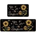 thumbnail image 1 of Bee Sunflower Spring Kitchen Mats Set of 2, Summer You are My Sunshine Home Decor Low-Profile Kitchen Rugs for Floor - 17x29 and 17x47 Inch, 1 of 6