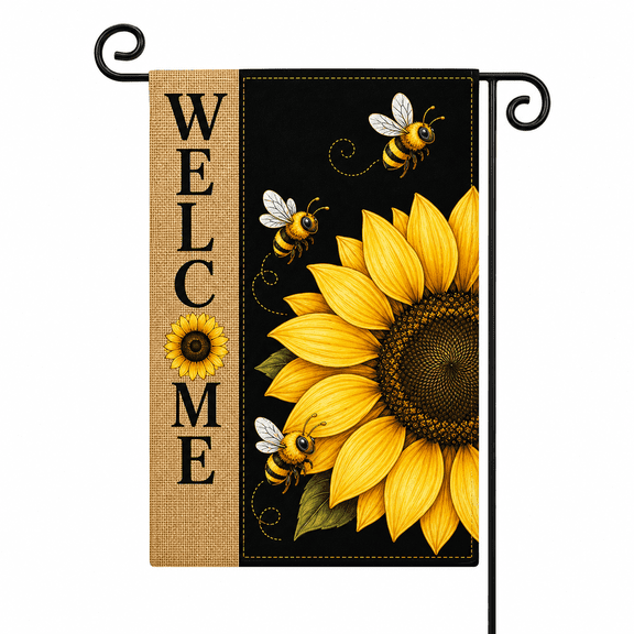 Bee Sunflower Welcome Garden Flag for Porch Entry Housewarming Gift