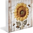 thumbnail image 1 of Bee and Sunflower Wooden Box Sign Bee Gifts Farmhouse Decor Boho Bathroom Decor Country Nursery Decor Shelf Decor Accents Wood Block Signs Housewarming Gifts 7x7 In, 1 of 6