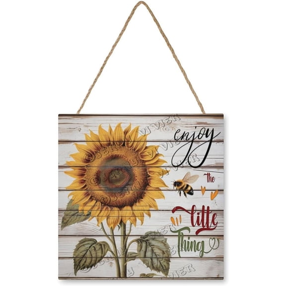 Bee And Sunflower Wooden Sign Bee Hanging Wood Plaques for Home Office Funny Bathroom Decor Spring Sunflower Welcome Sign Bee Sign Rustic Farmhouse Decor 12x12 Inch
