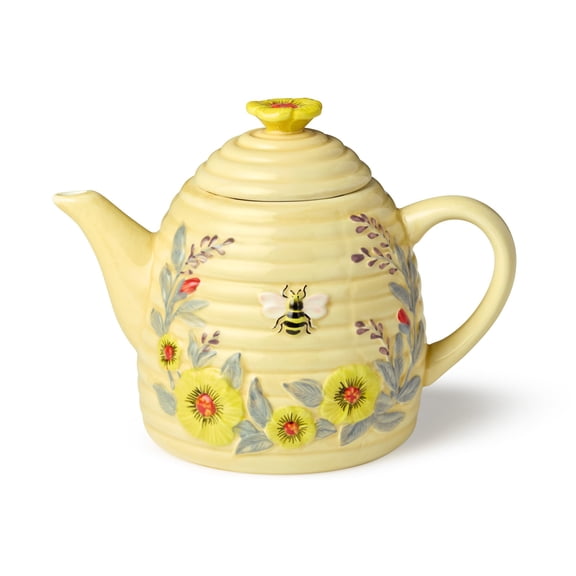 Bee Sweet 32 Oz. 3-d Beehive Teapot Ceramic Multi Colored