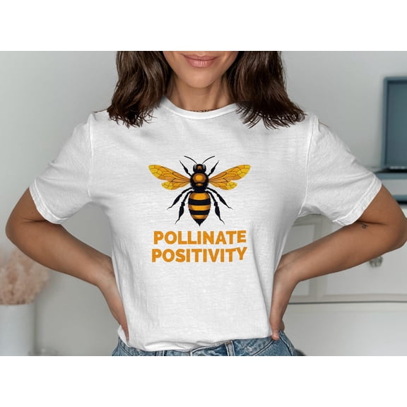 Bee T Shirt Pollinate Positivity Tee Graphic Design Unisex T Shirt Cute Bee Shirt Positive Message Gift for Bee Lovers Motivational Shirt