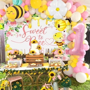 Bee Theme 1st Birthday Party Decoration Set - Sweet to Bee ONE Birthday Theme Background Cloth