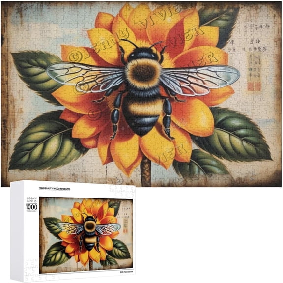 Bee Themed 500 Piece Jigsaw Puzzle for Adults Nature Lover Family Game Gift