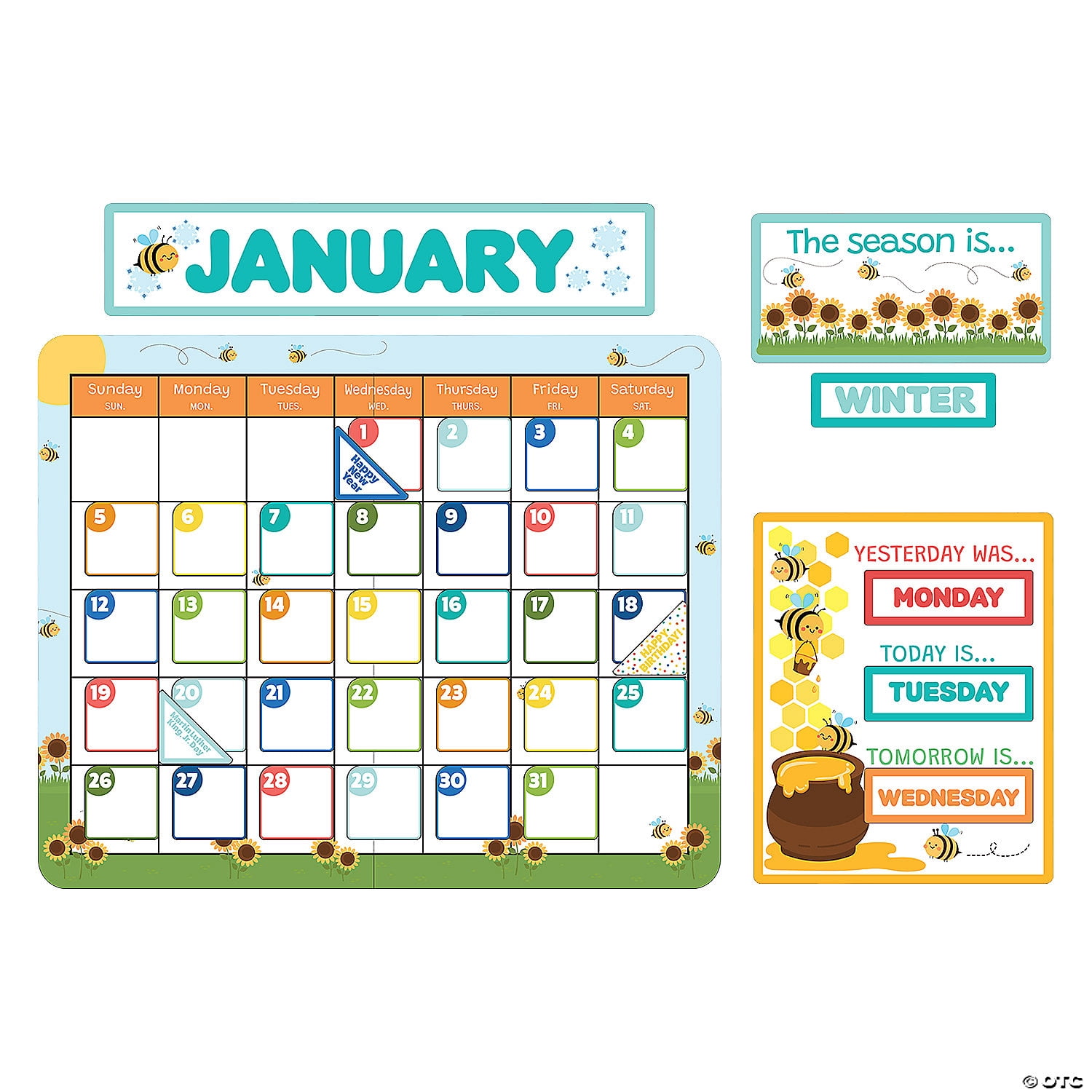 Bee-Themed Calendar Classroom Bulletin Board Set – 161 Pieces - Walmart.com