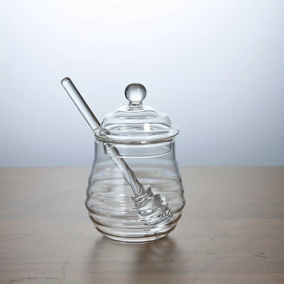 Bee-Themed High Borosilicate Glass Honey Jar with Dipper