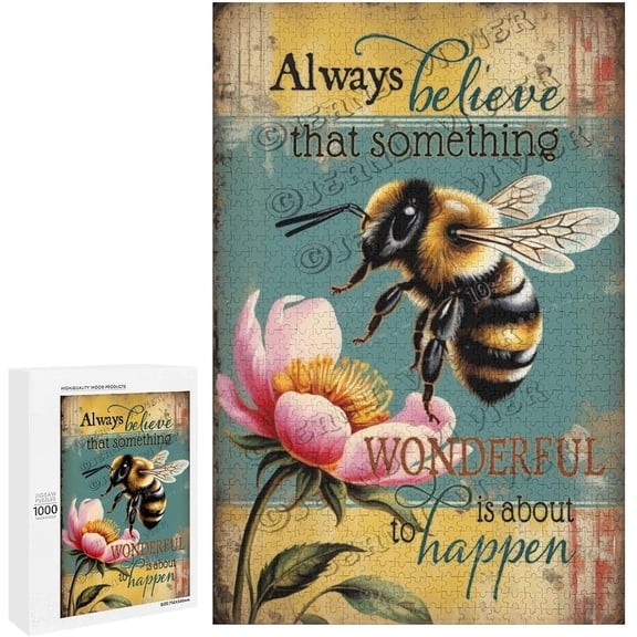 Bee Themed Jigsaw Puzzles 1000 Piece for Adults Families Challenging Fun Pieces Fit Together Challenging Puzzle Perfect for Game Nights Bee Wall Decor