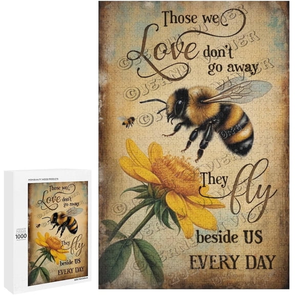 Bee Themed Jigsaw Puzzles 1000 Piece for Adults Families Challenging Fun Pieces Fit Together Challenging Puzzle Perfect for Game Nights - Bee Decor