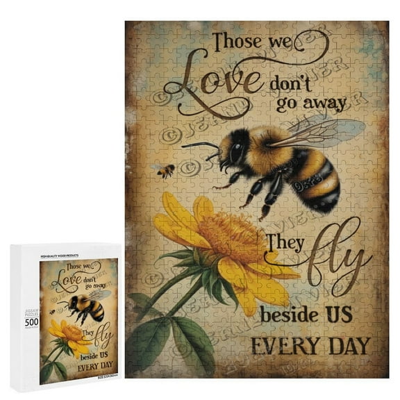 Bee Themed Jigsaw Puzzles 500 Piece for Adults Families Challenging Fun Pieces Fit Together Challenging Puzzle Perfect for Game Nights - Bee Decor