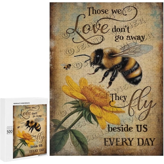 Bee Themed Jigsaw Puzzles 500 Piece for Adults Families Challenging Fun Pieces Fit Together Challenging Puzzle Perfect for Game Nights - Bee Decor