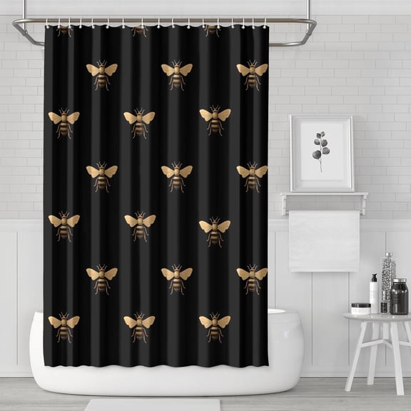 Bee Themed Shower Curtain - Yellow Honeycomb Print Bathroom Drape, Gift for Bee Lovers, Premium Polyester Fabric, 72x72 Inch, Machine Washable & Quick-Dry