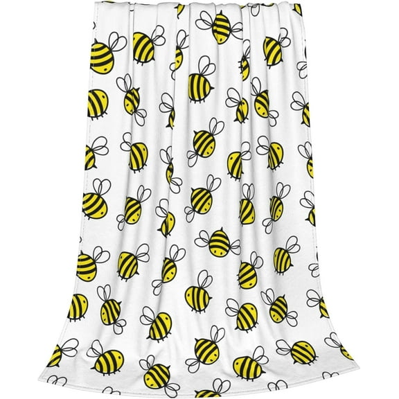 Bee Throw Blanket Fleece Flannel Blankets Couch Sofa Bed Blanket for Kids Teen Adults