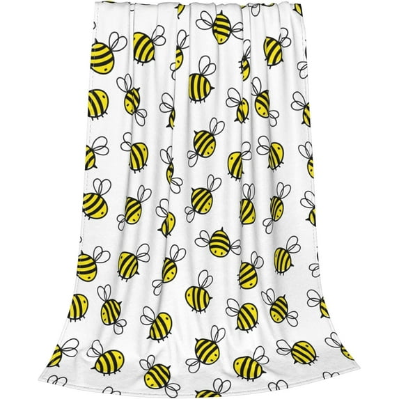 Bee Throw Blanket Fleece Flannel Blankets Couch Sofa Bed Blanket for Kids Teen Adults