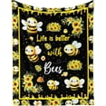 thumbnail image 1 of Bee Throw Blanket - Soft Flannel Bee Blankets for Teens Adults Women Men Bee Lovers - Warm Bee Throw Blankets for All Season Lap, Chair, Sofa, Couch, Bed - 80"x60", 1 of 6