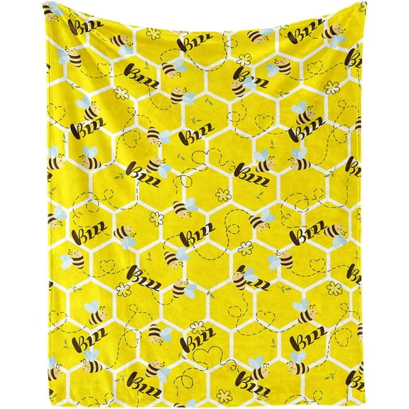Bee Throw Blanket - Soft Flannel Bee Blankets for Girls Boys Kids Bee Lovers - Warm Bee Throw Blankets for All Season Lap, Chair, Sofa - 50"x40"