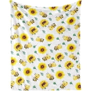 Bee Throw Blanket - Soft Flannel Bee Blankets for Girls Boys Kids Bee Lovers - Warm Bee Throw Blankets for All Season Lap, Chair, Sofa - 50"x40"