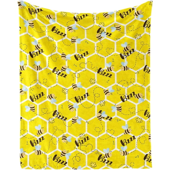Bee Throw Blanket - Soft Flannel Bee Blankets for Girls Boys Kids Pet Bee Lovers - Warm Bee Throw Blankets for All Season Sofa Lap, Chair - 40"x30"