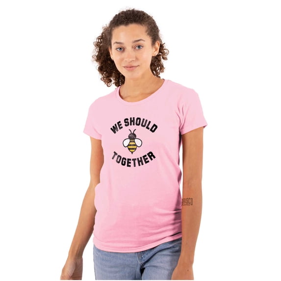 Bee Together Cute Valentines Day Womens Slim Fit Graphic Tee Brisco Brands X