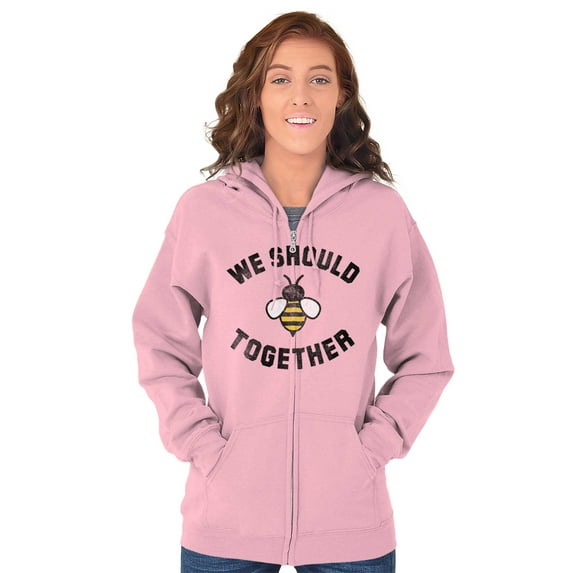 Bee Together Cute Valentines Day Zip Hoodie Sweatshirt Women Brisco Brands S