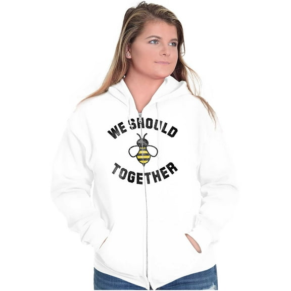 Bee Together Cute Valentines Day Zip Hoodie Sweatshirt Women Brisco Brands S