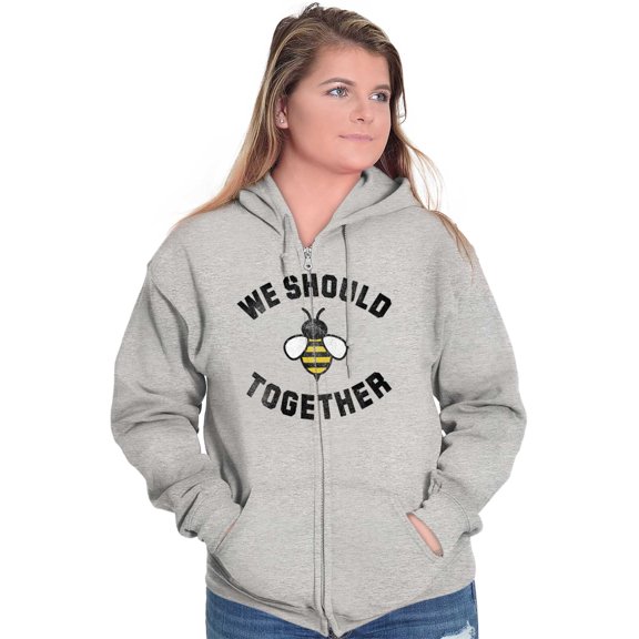 Bee Together Cute Valentines Day Zip Hoodie Sweatshirt Women Brisco Brands X