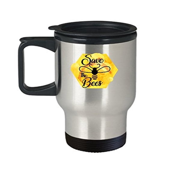 Bee Travel Mug - 14 oz Insect-Themed Stainless Steel Coffee Cup Gift