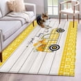 thumbnail image 1 of Bee Truck 3'x5' Washable Rug, Yellow Honey Daisy Floral Plaid Wooden Grain Non-Slip Area Rugs for Entryway Kitchen Classroom, StainResistant Dorm Throw Carpet, Low Pile Soft Indoor Floor Mat, 1 of 9