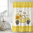 thumbnail image 1 of Bee Truck Small Stall Shower Curtain, Waterproof Shower Curtains for Bathroom, Yellow Honey Daisy Floral Patterned Plaid Washable Fabric Bath Curtain for Bathtub Decoration with Hooks 36x78 Inches, 1 of 9