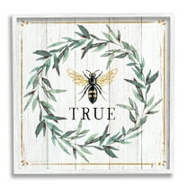 Bee True Sentiment Country Floral Insect Pun Animals & Insects Framed Art Print Wall Art, 17x17